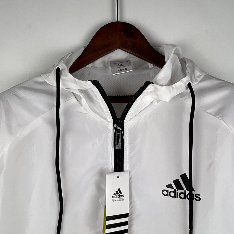 Jaqueta Corta-Vento - Adidas 2023 branco com capuz