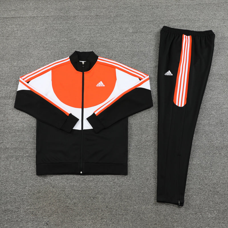 Conjunto Blusa + Calça - Adidas Laranja, branco e preto