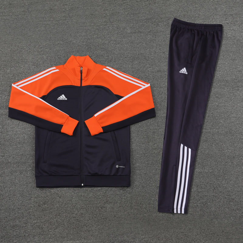 Conjunto Blusa + Calça - Adidas Laranja com Cinza