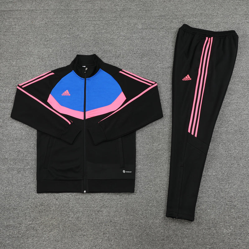 Conjunto Blusa + Calça - Adidas Preto, azul e rosa