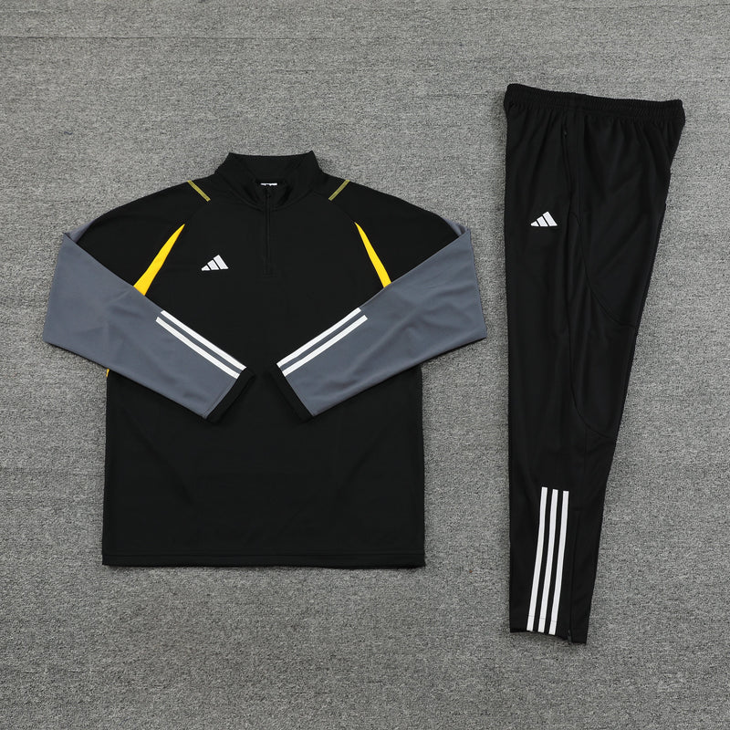 Conjunto Blusa + Calça - Adidas Preto, cinza e amarelo