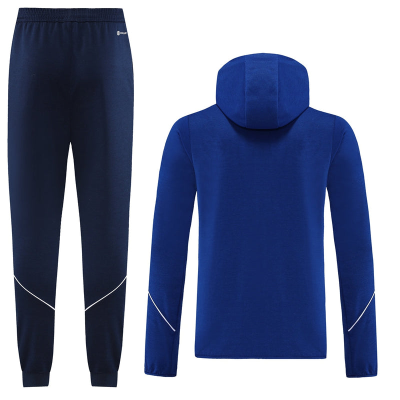 Conjunto Blusa com capuz + Calça - Adidas Azul com azul escuro