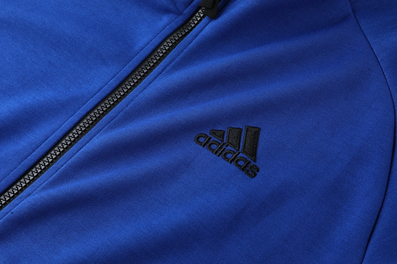 Conjunto Blusa com capuz + Calça - Adidas Azul com preto