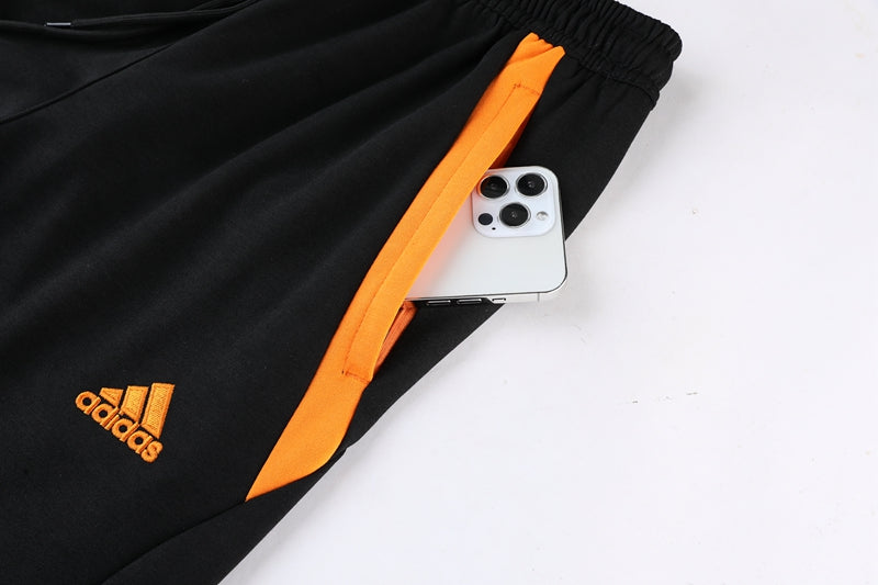 Conjunto Blusa com capuz + Calça - Adidas Laranja com preto