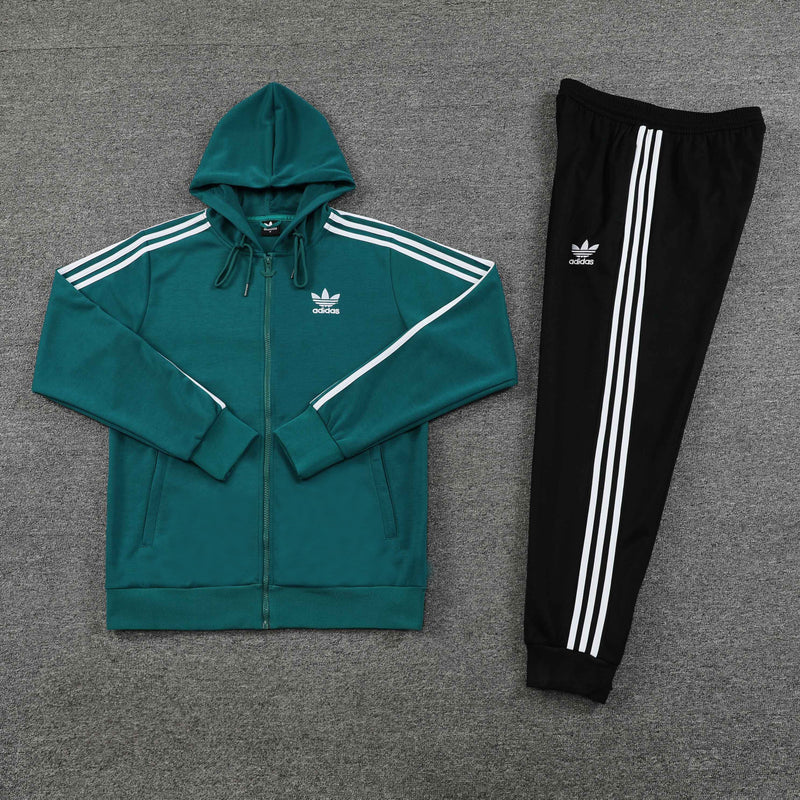 Conjunto Blusa com capuz + Calça - Adidas Verde com preto II