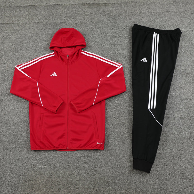 Conjunto Blusa com capuz + Calça - Adidas Vermelho com preto