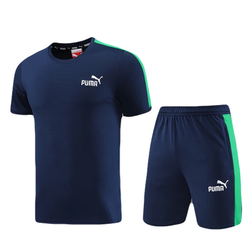 CONJUNTO PUMA ACTIVE BERMUDA E CAMISA AZUL MARINHO