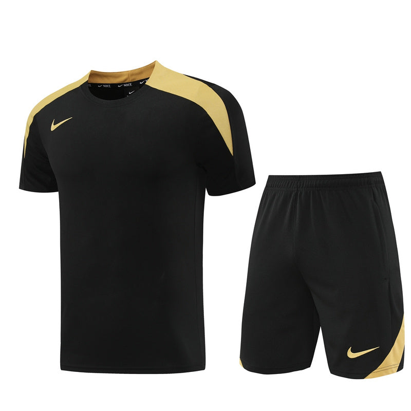 CONJUNTO NIKE BERMUDA E CAMISA PRETO/DOURADO