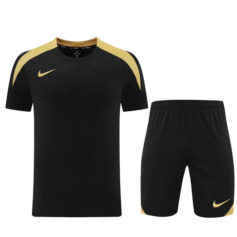 CONJUNTO NIKE BERMUDA E CAMISA PRETO/DOURADO