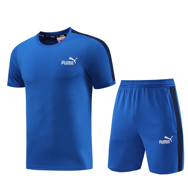 CONJUNTO PUMA ACTIVE BERMUDA E CAMISA AZUL