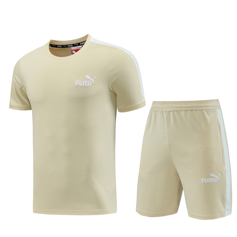 CONJUNTO PUMA ACTIVE BERMUDA E CAMISA BEGE