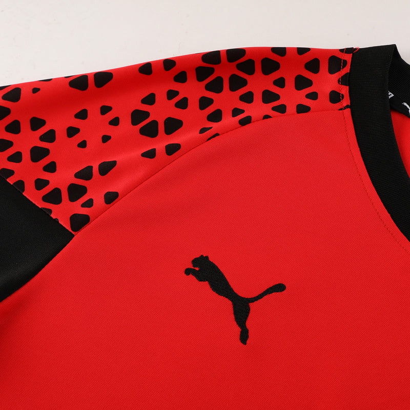 CONJUNTO PUMA FITNESS BERMUDA E CAMISA VERMELHO/PRETO