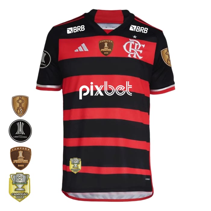 Camisa Flamengo I 24/25 Masculina - Kit Patrocínios + Patch Campeão